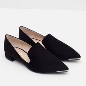 Zara Metal Pointed Toe Loafers